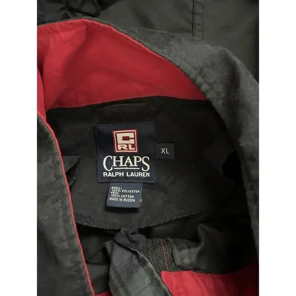 Vintage - Chaps Ralph Lauren Men's Windbreaker Navy Snap‎ Hidden Hoodie Size XL - Picture 6 of 10